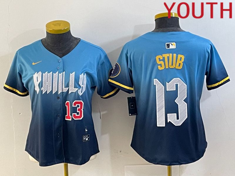 Youth Philadelphia Phillies #13 Stub Blue City Edition 2024 Nike MLB Jersey style 3->women mlb jersey->Women Jersey